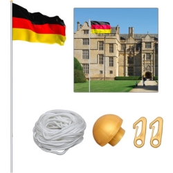 Eulenke Aluminium Teleskop-Fahnenmast 6,98m inkl. Deutschlandflagge & Zubehör für 30,09€