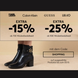 eSchuhe: 15% Rabatt ab 70€ oder 25% Rabatt ab 90€ Warenwert – auch auf bereits reduziertes