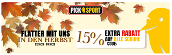 Picksport: 15% Extra Rabatt auf alle Schuhe dank Rabatt-Code