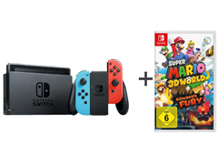 NINTENDO Switch Neon-Rot/Neon-Blau + Super Mario 3D World + Bowser’s Fury für 299,99€ (Vergleich: 328,51€)