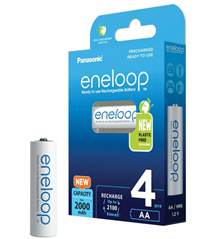 4er Pack Panasonic eneloop (Ni-MH Akku, AA/Mignon, min 2000 mAh) für 9€ (Vergleich: 15,94€)