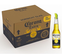 Corona Extra Premium Lager Flaschenbier, MEHRWEG im Karton, Internationales Lager Bier, 20er Karton (20 x 0.355 l) für 16,79€