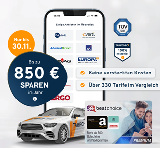 KFZ-Versicherung: wechseln, sparen und zusätzlich 60,00€ BestChoice-Gutschein (inkl. Amazon) erhalten