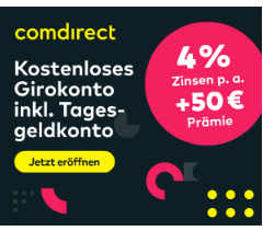 comdirect: kostenloses Girokonto + 50€ Prämie bei Nutzung + 4.0% aufs Tagesgeld für 6 Monate