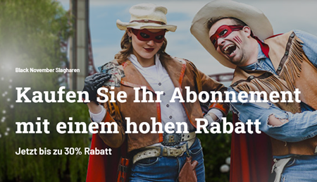 Slagharen Jahreskarte dank 30% Rabatt für 73,40€ mit 5 x Eintritt zum Movie Park, 5 x Bobbejaanland, 5 x Belantis, 1 x Tropical Island usw.