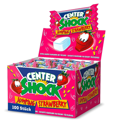 Center Shock Jumping Strawberry, Box mit 100 Kaugummis, extra-sauer mit Erdbeer-Geschmack für 3,99€ (Vergleich: 8,06€)