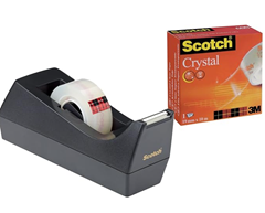 Scotch C38 Tischabroller schwarz + Scotch Crystal Klebeband, 1 Rolle, 19 mm x 10 m für 3,17€