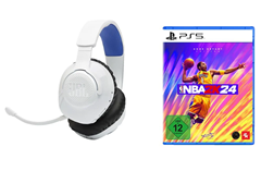 JBL Quantum 360P WL White/Blue Kopfhörer + PS5 NBA 2K24 für 89,99€ (Vergleich: 127,85€)