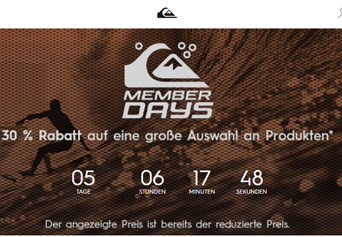 Quiksilver: 30% Extra-Rabatt auf eine große Auswahl an Produkten
