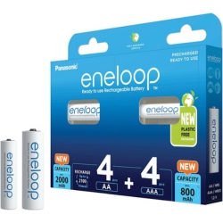 4+4er Pack Panasonic eneloop 4x AA + 4x AAA Akkus (2.100 Ladezyklen) für 14,45€ (VG: 29,42€)