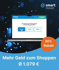 Smartsteuer: 30% Rabatt auf das Erstellen der Steuererklärung