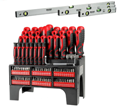 WALTER 100-teiliges Schraubendreher- & Bit Set + 3-teiliges Wasserwaagen Set für 34,90€ (Vergleich: 45,47€)