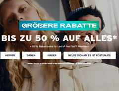 Levis: bis zu 50% Rabatt auf ausgewählte Artikel + 11% Extra Rabatt als Red Tab Member