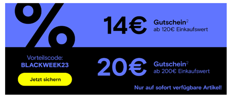 Conrad: 14€ Rabatt ab einem Bestellwert von 120€ sowie 20€ ab 200€