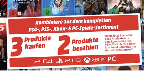 MediaMarkt: 3 Games kaufen, das günstigere Produkt gratis erhalten