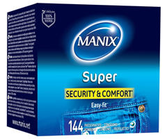 Manix Super: Box mit 144 klassischen Kondomen aus Latex (52 mm) für 22,28€ (Vergleich: 42,16€)