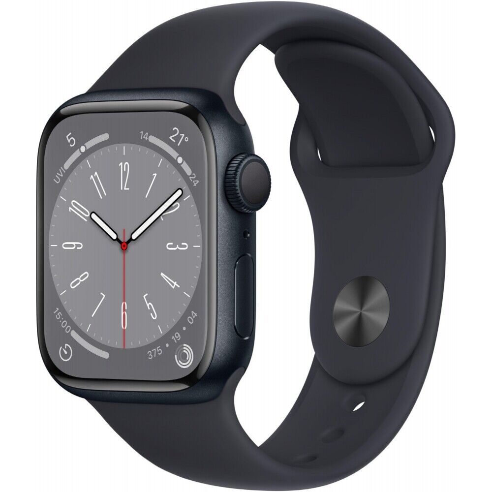 Apple Watch Series 8 – GPS, 45mm, Aluminium Mitternacht für 351,95€ (VG: 419€)