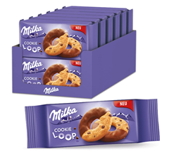 [Prime Spar Abo] Milka Cookie Loop 12 x 154g, Ringförmige Kekse mit Alpenmilch Schokoladenstückchen ab 12,50€ (Vergleich: 27,48€)