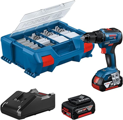 Bosch Professional 18V System Akku-Schrauber GSR 18V-55 mit 2 x 4.0 Ah-Akku + 82-teiliges Zubehör-Set für 199,99€ (Vergleich: 243,94€)