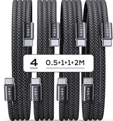 LISEN USB C auf USB C Kabel [4er Pack, 0,5m, 1m, 1m, 2m] für 6,92€
