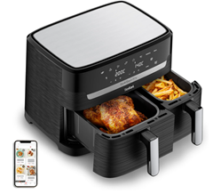 Tefal EY9018 Dual Easy Fry Doppelkammer-Heißluftfritteuse (5,2/3,1 L) für 134,99€ (Vergleich: 169,99€)