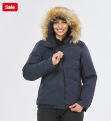 QUECHUA Damen Winterjacke Blouson (warm bis -8°C, wasserdicht, blau) für 64,98€ (statt 83,98€)