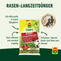 20kg COMPO Rasendünger mit 3 Monaten Langzeitwirkung (für 800m2) für 37,61€ (VG: 49,99€)