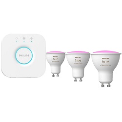 Philips Hue White & Color Ambiance GU10 Dreierpack inklusive Bridge als Starter-Set für 79€ (Vergleich: 139€)