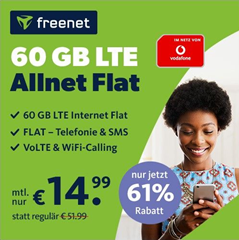 [wieder da] 60GB LTE Daten, SMS und Sprachflat im Vodafone-Netz für 14,99€/Monat
