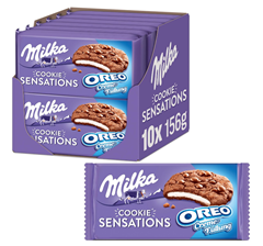 Milka Sensations OREO 12 x 156g, Kakaokekse mit Alpenmilch Schokoladenstückchen und Crèmefüllung für 20,16€ (Vergleich: 27,48€)