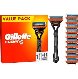 Herren Nass-Rasierer Gillette Fusion 5 mit 11 Ersatzklingen für 27,99€ (Vergleich: 32,99€)