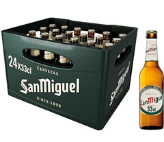 San Miguel Especial Premium Lager Flaschenbier, MEHRWEG (24 x 0.33 l) im Kasten, Internationales Lager Bier, 24er Kiste für 15,99€