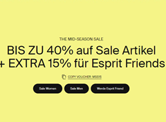 40% Rabatt auf Sale Artikel + 15% Extra Rabatt