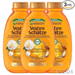 3 x Garnier Wahre Schätze Pflegendes Öl-Shampoo Argan- & Camelia-Öl mit je 250ml für 5,16€