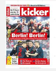 Halbjahresabo mit 52 Ausgaben der Zeitschrift “Kicker” für 139,10€ + 100€ Verrechnungsscheck