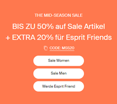 Esprit: SALE bis zu 50% Rabatt + 20% EXTRA Rabatt als Esprit-„Friend“