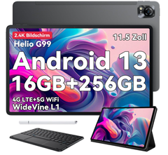 Blackview Mega1 Tablet (11.5 Zoll, 16(8+8)GB RAM + 256GB ROM, Android 13, Helio G99 Octa Core, 4G LTE,5G WiFi, 8800mAh, 50MP+13MP Kamera) für 258,99€