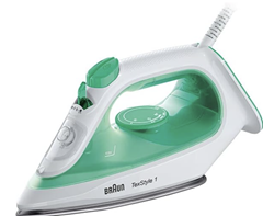 Braun TexStyle 1 Dampfbügeleisen SI 1040GR – Bügeleisen mit SuperCeramic Bügelsohle, Vertikaldampf, 2000 Watt für 24,99€
