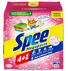 Spee Megaperls Color oder 4+1 (19 Waschladungen) für je 2,95€ (Vergleich: 3,95€)