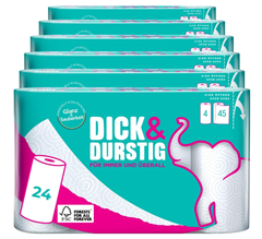 24 Rollen Küchenrolle Dick & Durstig 2-lagig für 12,14€ (Vergleich: 17,89€)