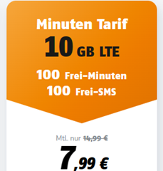10GB LTE Daten, 100 Freiminuten und 100 Frei-SMS im Vodafone Netz für 7,99€/Monat – nur 9,99€ Anschlussgebühr