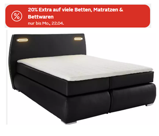 Otto.de: 20% Extra auf viele Betten, Matratzen & Bettwaren, so z.B. Emma One Kaltschaummatratze in 90 x 200 für 146,94€ (VG: 169€)