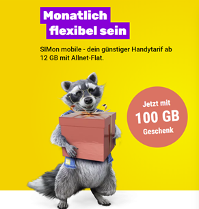 SIMon mobile die 10GB LTE/5G (bis 50Mbit) Allnet-Flat im Vodafone-Netz ab 8,99€/Monat + 100GB Extra – Tarif ist monatlich kündbar
