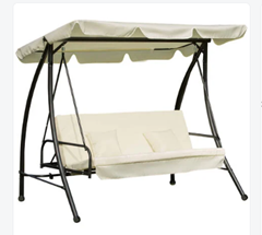 Outsunny Hollywoodschaukel mit Liege-Funktion (3 Sitzer, Weiß, 200x125x170cm) für 185,99€ (Vergleich: 253,85€)