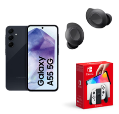 Samsung Galaxy A55 5G + Galaxy Buds FE + Nintendo Switch OLED für 4,99€ mit 25GB LTE, SMS und Sprachflat im o2 Netz für 29,99€/Monat