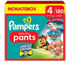 Pampers Windeln Paw Patrol Pants Größe 4 (9-15kg) 180 Höschenwindeln für 43,52€ (Vergleich: 55,87€)
