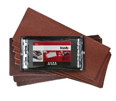 kwb Handschleifer-Set 2-teilig inkl. Schleifklotz mit Klemmvorrichtung und Schleif-Papier (93 x 230 mm, 50 Stk.) für 7,49€ (Vergleich: 11,48€)