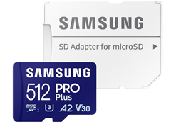 Samsung PRO Plus 512 GB microSD-Karte + SD-Adapter für 34,99€ (Vergleich: 45€)