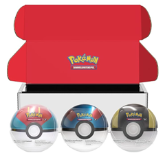 Pokémon-Tin-Box-Bundle mit Köderball, Superball & Hyperball (9 Boosterpacks, 7 Stickerbögen) für 33,60€