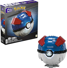Mega POKÉMON – Zusammenbaubarer Superball mit Lichtern und Aufstellvorrichtung, 299-teiliges Bauset für 23,49€
